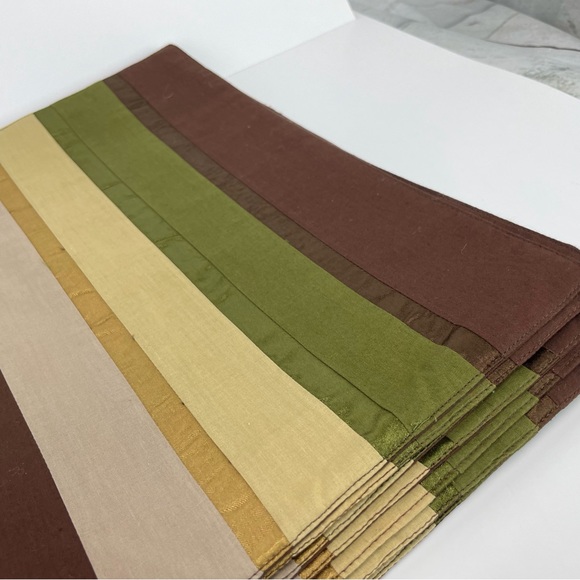 Milli Home Burnt Stripe Placemats Set 12 100% Cotton Designed by Marsha Cutler - Picture 7 of 10